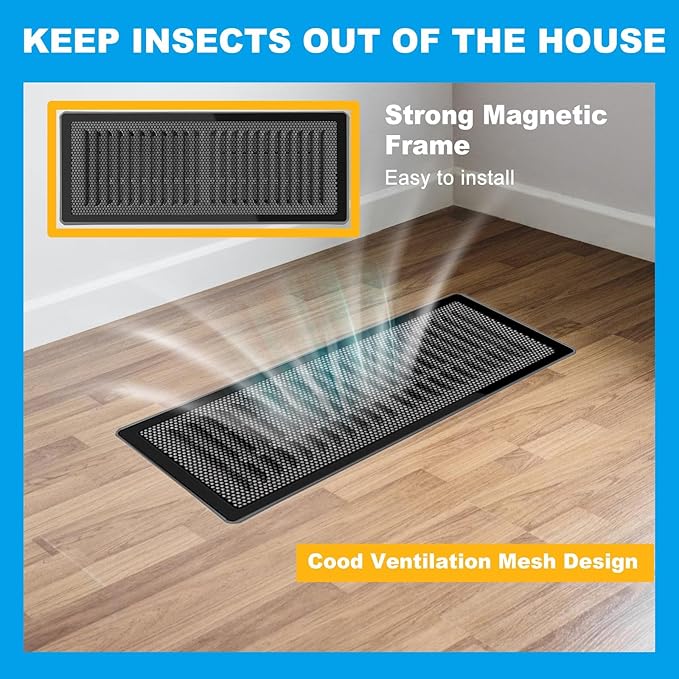 4 PCS DIY Magnetic Vent Covers-13.8" x 11.8" Customizable Air Register with Easy-to-Cut Mesh & Magnetic Strips, Create Perfect Fit for Floor/Wall/Ceiling Vents, Ideal for Custom Home Vent Solutions.
