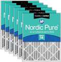 Nordic Pure 20x20x4 (Actual Size: 19 1/2 x 19 1/2 x 3 5/8) Pleated Air Filters MERV 14 Plus Carbon 6 Pack