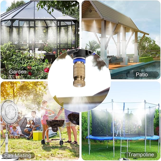 20pcs High Pressure Atomizer Nozzle Brass Misting Nozzles for Outdoor Cooling System, Landscaping, Greenhouse Irrigation, Air Humidification, Anti-Drip Fogging Spray Head(0.016"/0.4mm)