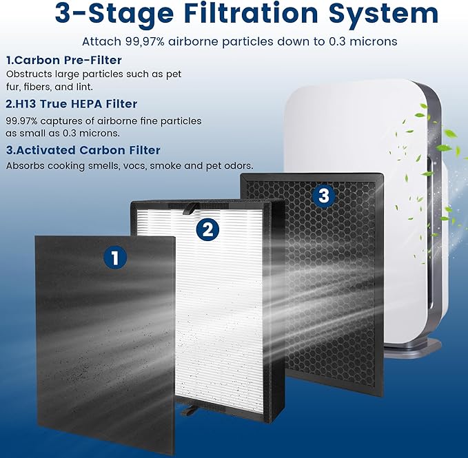 2 Pack True HEPA 45i Replacement Filter, Compatible with 45i and Breathesmart Flex Bh400 air purifier, Compared # B4-Fresh/FL40-Silver-Carbon, B4-Pure, 2 HEPA Filter + 4 Carbon Filter