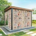 Vintage Outdoor Curtains for Patio Sharks Whales Lobsters Biographies Waterproof Outside Curtains with Grommet Top Weatherproof Curtain for Cabana Pergola Gazebo, 1 Panel, 54" W x 84" L