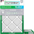 Filterbuy 18x20x1 Air Filter MERV 8 Essential Dust & Allergy Defense (2-Pack), Electrostatic Pleated HVAC AC Furnace Filters Replacement, Made in USA (Actual Size: 17.50 x 19.50 x 0.75)