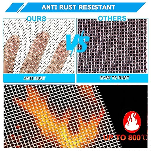 Stainless Steel Mesh Screen 8Mesh 304, 15.7" x 47.2" (40x120cm) Metal Mesh Screen, Rust Free Fine Wire Mesh Roll, Easy to Cur for Vent Mesh, Window Screen, Filters, Cage, Garden Covers