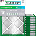 Filterbuy 20x21x1 Air Filter MERV 8 Essential Dust & Allergy Defense (12-Pack), Electrostatic Pleated HVAC AC Furnace Filters Replacement, Made in USA (Actual Size: 19.50 x 20.50 x 0.75)