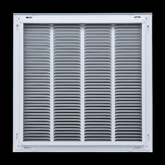 HVAC Premium 20" X 24" Steel Return Air Filter Grille for 1" Filter - Fixed Hinged - HVAC Duct Cover - Flat Stamped Face - White [Outer Dimensions: 22 5/8"w X 26 5/8"h]