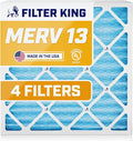 Filter King Air Filters 21.75x21.75x1 | 4-PACK | MERV 13 HVAC Pleated AC Furnace Filters | Air Purifier | Replacement Filters for Clean, Healthy & Fresh Environment | MADE IN USA