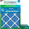 Filterbuy 14x20x2 Air Filter MERV 13 Optimal Smoke & Allergy Defense (2-Pack), Electrostatic Pleated HVAC AC Furnace Filters Replacement, Made in USA (Actual Size: 13.50 x 19.50 x 1.75)