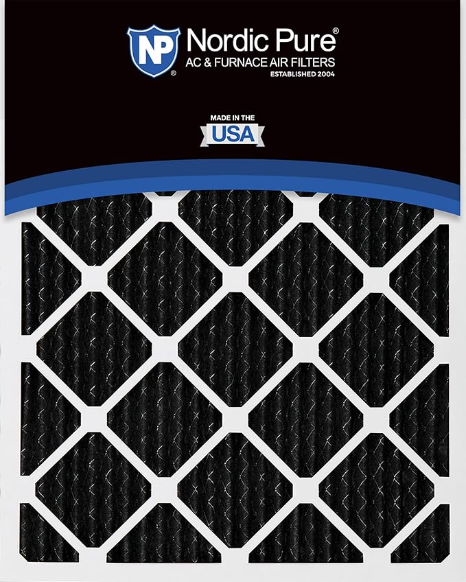 Nordic Pure 16x24x1 (Actual Size: 15 1/2 x 23 1/2 x 3/4) Pure Carbon Pleated Odor Reduction Furnace Air Filters 12 Pack