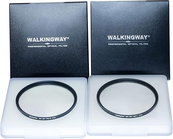 Walking Way 62MM White Pro Mist Diffusion Filter Soft Focus Dreamy Fog Effect Circular Lens Filter Set Softening Diffuser for Digital DSLR Camera and Video 2pcs (Mist 1 and 2)