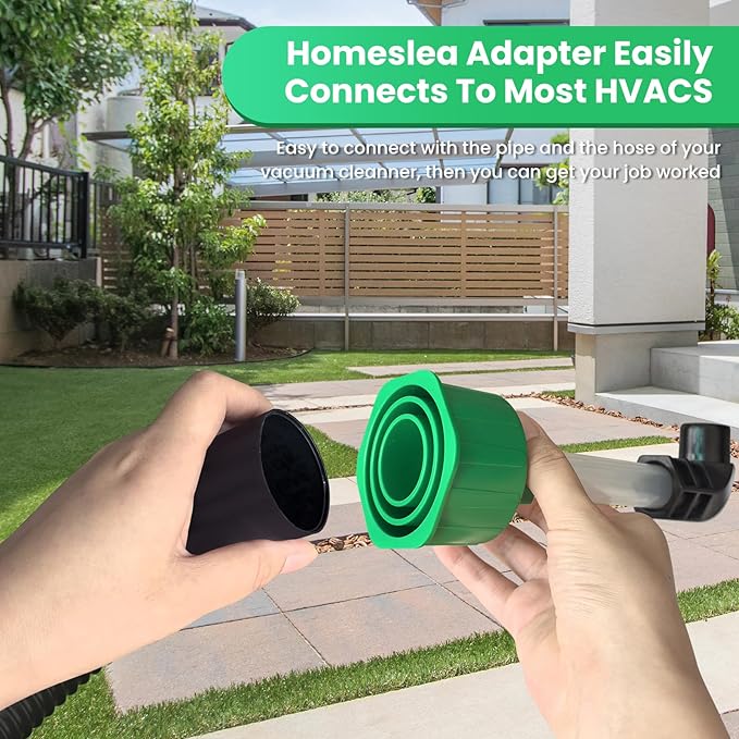 AC Drain Line Unclogger, HVAC to PVC Pipe AC Drain Line Cleaner Tool, A/C Condensate Drain Line Cleaner Adapter, Air Conditioner Wet Vac Attachment to Evacuate and Unclog AC Drain Lines-Green