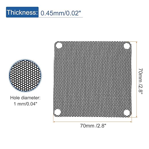MECCANIXITY 10PCS PC Dust Filter, 70mmx70mm PVC Computer Case Cooler Dustproof Mesh Cover Fan Grills for Computer Chassis Speaker, Black