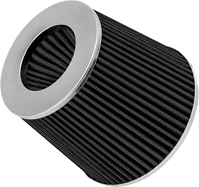 Mortar Aftermarket Auto Air Filter Replacement - Car Enthusiast Class Universal Cold Air Intake Gulps in More Air for More Engine Power & Passionate Induction Sound, 3 In, Black