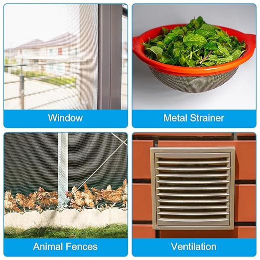 PATIKIL 40"L x 16"W Woven Wire Mesh, 40 Mesh 304 Stainless Steel Air Vent Filter Screen with Gloves for Window Security Vent Cover Filtration Animals Fence