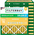 Filterbuy 24x24x2 Air Filter MERV 11 Superior Pet & Allergy Defense (12-Pack), Electrostatic Pleated HVAC AC Furnace Filters Replacement, Made in USA (Actual Size: 23.38 x 23.38 x 1.75)