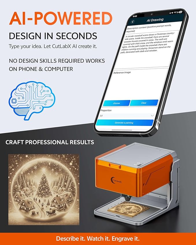 A1 Pro 10W Mini Laser Engraver with Camera, Portable Laser Engraver and Cutter Desktop Lazer Engraving Machine for Wood Leather Painted Metal Glass, Home DIY, Small Business, Class 1