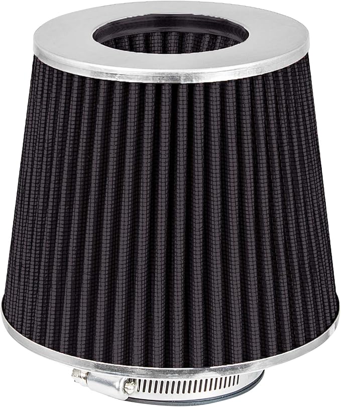 Mortar Aftermarket Auto Air Filter Replacement - Car Enthusiast Class Universal Cold Air Intake Gulps in More Air for More Engine Power & Passionate Induction Sound, 3.5 In, Black