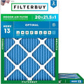 Filterbuy 20x21.5x1 Air Filter MERV 13 Optimal Smoke & Allergy Defense (2-Pack), Electrostatic Pleated HVAC AC Furnace Filters Replacement, Made in USA (Actual Size: 19.88 x 21.50 x 0.75)