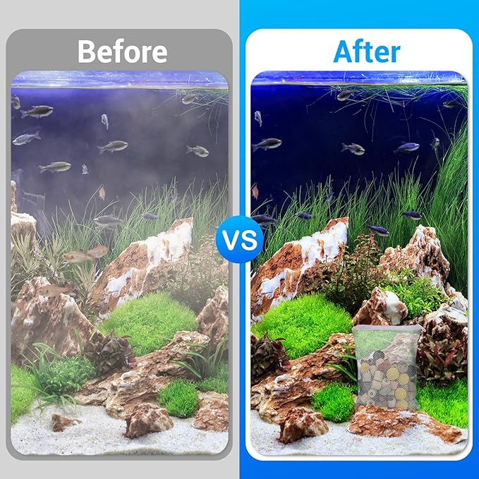 Segarty Filter Media,12 in 1 Bio Media for Aquarium Sump Filter Ceramic Rings Activated Carbon Bio Balls Freshwater Marine Biological Filter Media for Koi Fish Tank Pond Canister (2.2lb with Mesh Bag)