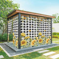 Sunflowers Outdoor Curtains for Patio Summer Floral Eucalyptus Leaf Buffalo Check Waterproof Outside Curtains with Grommet Top Weatherproof Curtain for Cabana Pergola Gazebo, 2 Pack, 54" W x 95" L