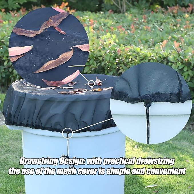 37.5 Inch Mesh Cover for Rain Barrel,Rain Bucket Leaf Filter Screen Cover,Pack of 2