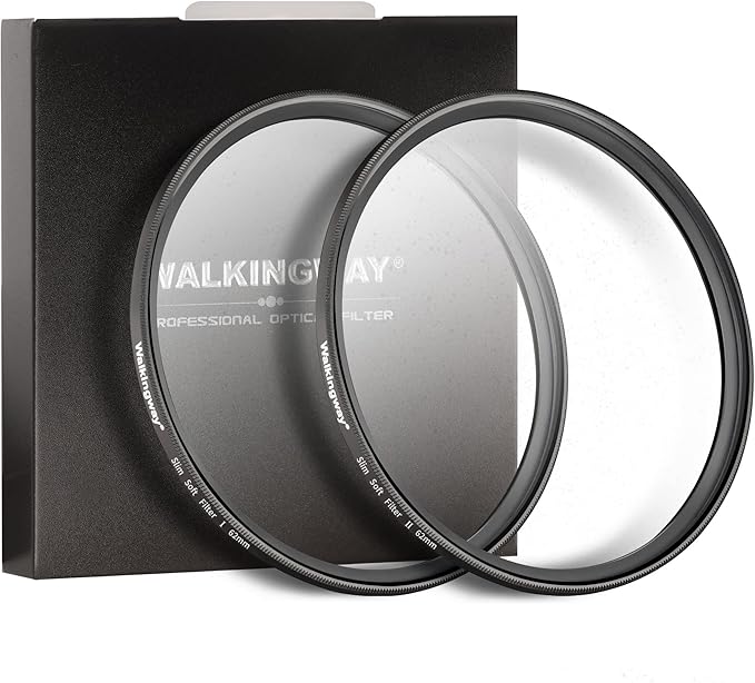 Walking Way 62MM White Pro Mist Diffusion Filter Soft Focus Dreamy Fog Effect Circular Lens Filter Set Softening Diffuser for Digital DSLR Camera and Video 2pcs (Mist 1 and 2)