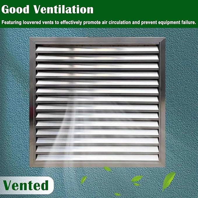 Heat Dissipation Louvered Vent Wall Gable Vents 304 Stainless Steel, Weather-Resistant Air Grille for Shed Barn Generator Box(8x8in/20x20cm)