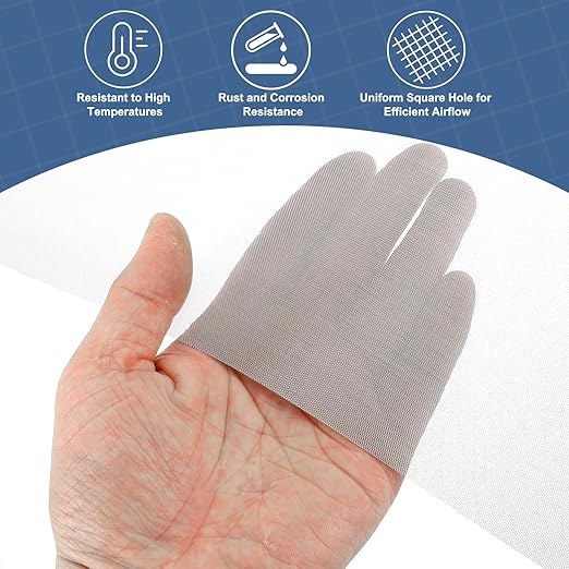 uxcell 40 Mesh 39" x 10" Woven Wire Mesh, 316 Stainless Steel Air Vent Filter Screen, Window Screen Mesh for DIY Projects Vents Cover Filtration Animals Fence