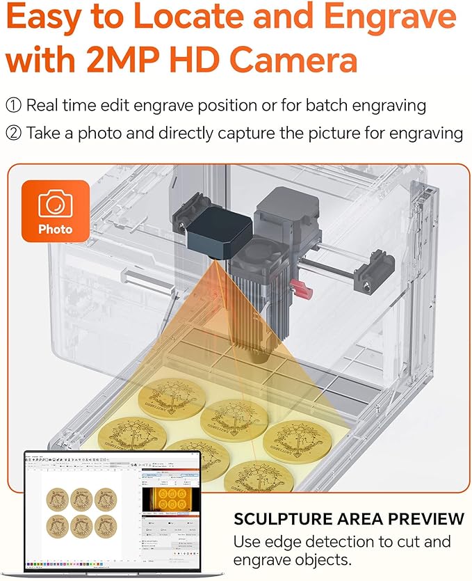 A1 Pro 10W Mini Laser Engraver with Camera, Portable Laser Engraver and Cutter Desktop Lazer Engraving Machine for Wood Leather Painted Metal Glass, Home DIY, Small Business, Class 1