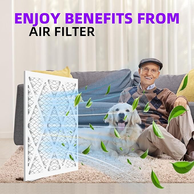 20x25x1 MERV 13 (6-Pack) Pleated Air Filter (Actual Size: 19.75"x24.75"x0.75") MPR 1900 & FPR 10, Furnace Air Filters, 20x25x1 air filter