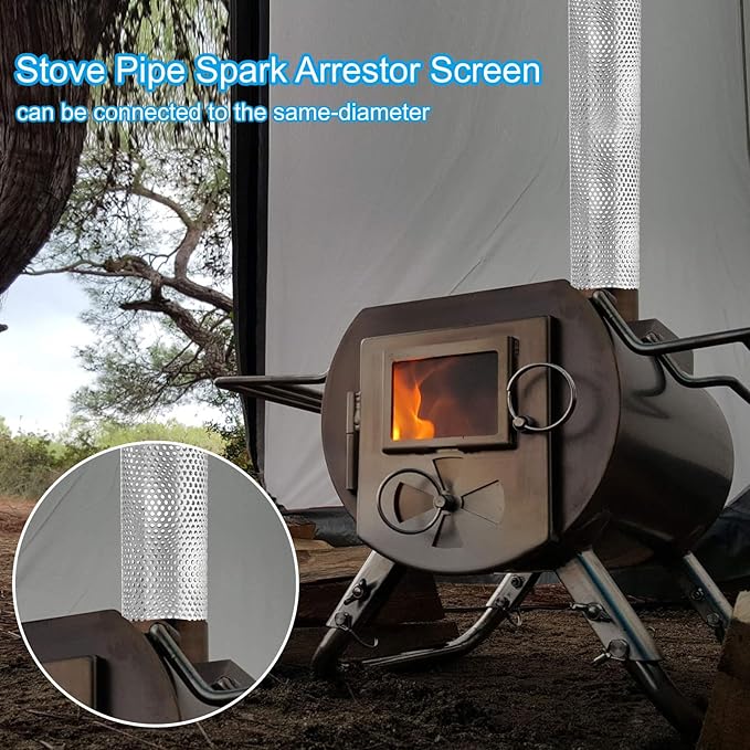 PATIKIL 2.4 Inch Stove Pipe Spark Arrestor Screen, 1Pcs 304 Stainless Steel Filter Chimney Flue 0.06 Inch Hole for Camping Tent Stove Accessories Vent Exhaust