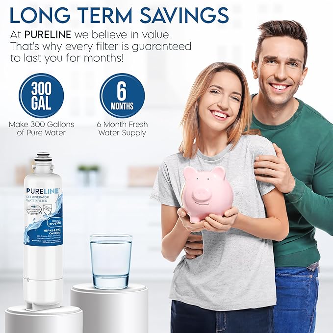 Pureline Replacement for Bosch® Ultra Clarity® Pro Water Filter, BORPLFTR50, 11025825, BORPLFTR55, 12028325, 11032531, 12033030, B36CT80SNS, B36CL80ENS, WFC100MF Refrigerator Water Filter (3 Pack)