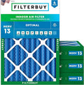 Filterbuy 20x23x4 Air Filter MERV 13 Optimal Smoke & Allergy Defense (4-Pack), Electrostatic Pleated HVAC AC Furnace Filters Replacement, Made in USA (Actual Size: 19.50 x 22.50 x 3.63)