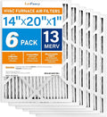 LotFancy 14x20x1 Air Filter MERV 13 6-Pack, Electrostatic Pleated HVAC Furnace Air Filter, Captures Pet Dander Smog Smoke, Actual Size: 13.75"x19.75"x0.75"