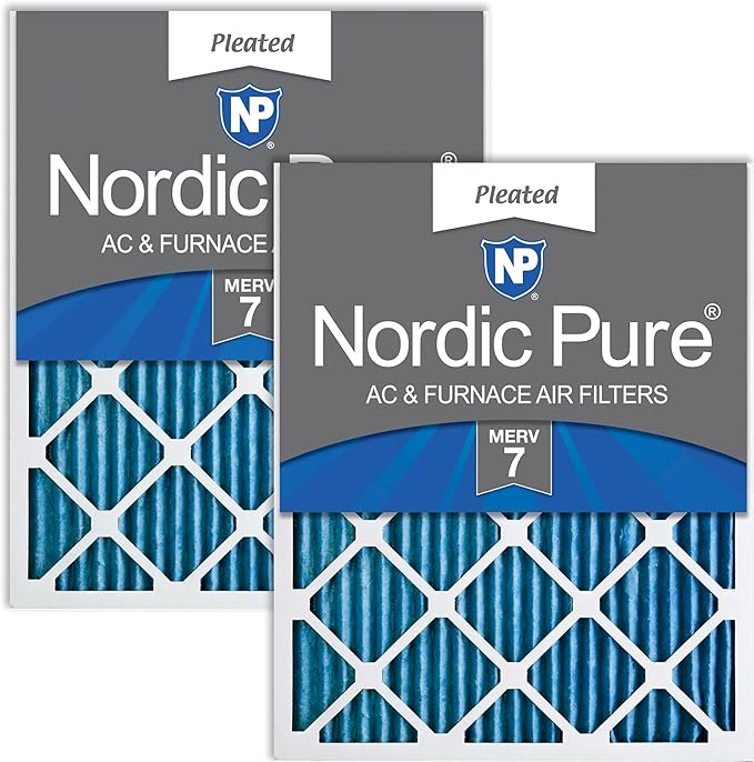 Nordic Pure 16x20x1 (Actual Size: 15 1/2 x 19 1/2 x 3/4) Pleated MERV 7 Air Filters 2 Pack