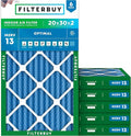 Filterbuy 20x30x2 Air Filter MERV 13 Optimal Smoke & Allergy Defense (6-Pack), Electrostatic Pleated HVAC AC Furnace Filters Replacement, Made in USA (Actual Size: 19.75 x 29.75 x 1.75)