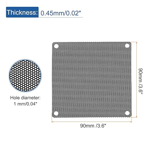 MECCANIXITY 20PCS PC Dust Filter, 90mmx90mm PVC Computer Case Cooler Dustproof Mesh Cover Fan Grills for Computer Chassis Speaker, Black