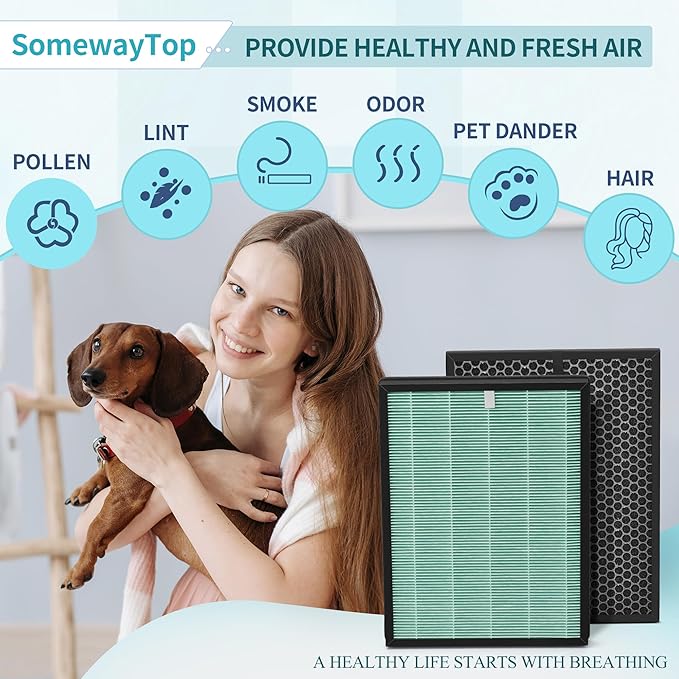 BioGS 2.0 Filters Replacement Kit Compatible with Filter Replacement SPA-550A and SPA-625A, Air Cleaner to Remove Odor for Home and Large Room, 1x H13 True HEPA and 1x Carbon