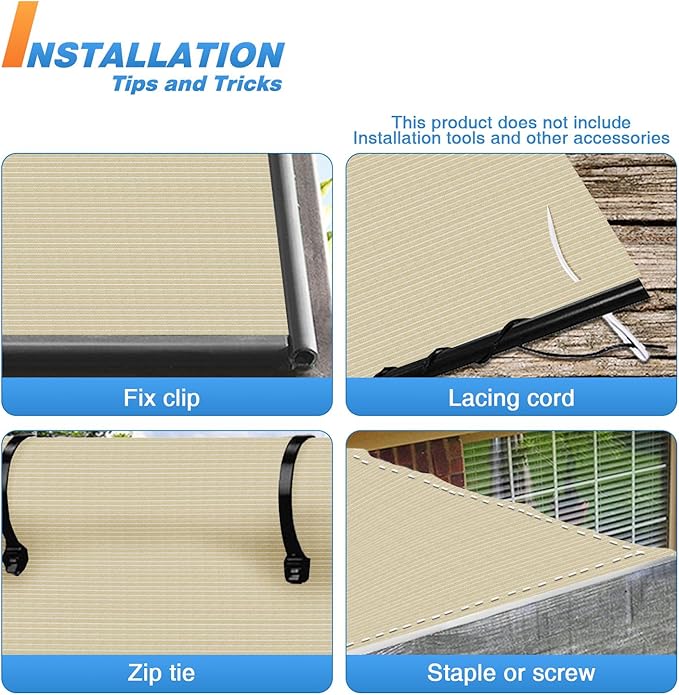 TANG Sun Shade Fabric Roll 8'x128' Shade Cloth for Garden Beige HDPE Mesh Shading Pergola Cover Replacement Canopy, 95% Blockage Sunshades for Outdoor Patio Backyard Plant