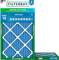 Filterbuy 13x21.5x1 Air Filter MERV 13 Optimal Smoke & Allergy Defense (2-Pack), Electrostatic Pleated HVAC AC Furnace Filters Replacement, Made in USA (Actual Size: 12.88 x 21.50 x 0.75)