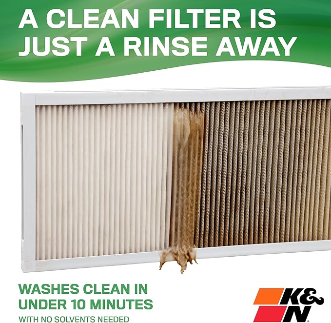 K&N 14X20X1 HVAC Furnace Air Filter, Lasts a Lifetime, Washable, Merv 13, the Last HVAC Filter You Will Ever Buy, Breathe Safely at Home or in the Office, HVC-13-11420