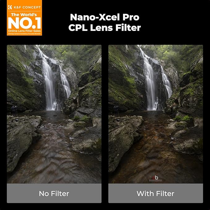 K&F Concept 55mm Circular Polarizers Filter Super Slim with 36 Multi-Layer Coatings, High Definition Circular Polarizing Filter (CPL) Camera Lens Filter (Nano-X PRO Series)