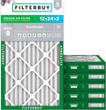 Filterbuy 12x24x2 Air Filter MERV 8 Essential Dust & Allergy Defense (6-Pack), Electrostatic Pleated HVAC AC Furnace Filters Replacement, Made in USA (Actual Size: 11.38 x 23.38 x 1.75)