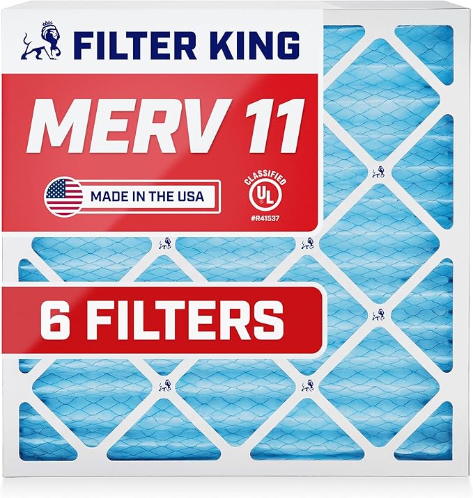 Filter King 25x29x1 Air Filter | 6-PACK | MERV 11 HVAC Pleated A/C Furnace Filters | MADE IN USA | Actual Size: 24.5 x 28.5 x .75"