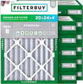 Filterbuy 20x24x4 Air Filter MERV 8 Essential Dust & Allergy Defense (12-Pack), Electrostatic Pleated HVAC AC Furnace Filters Replacement, Made in USA (Actual Size: 19.38 x 23.38 x 3.63)