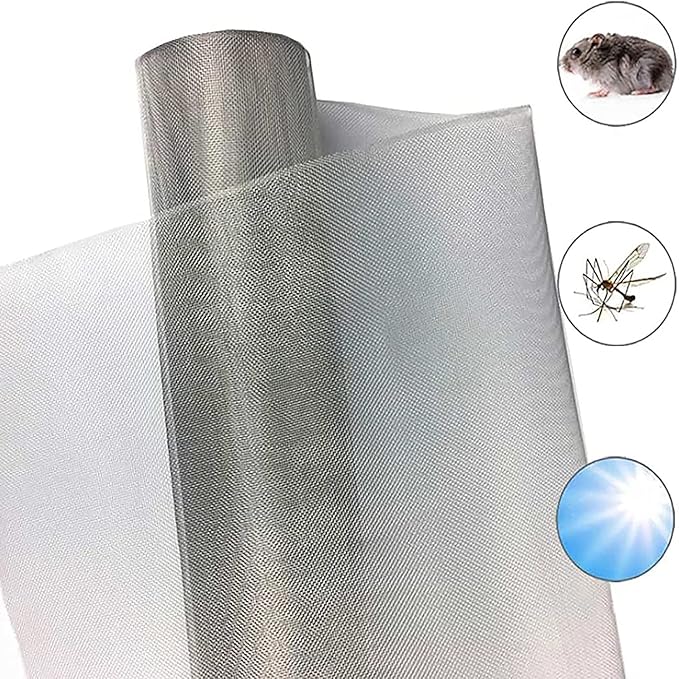 Stainless Steel Woven Wire Mesh 304 Stainless Steel Mesh Sheet 40 Woven Wire Tear Resistant Rodent Control Garden Insect Screen for Vent, Filter