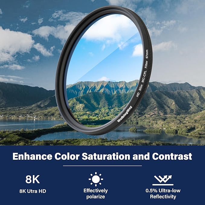 Walking Way 62mm Circular Polarizing Filter Ultra-Slim MC CPL Filter Optical Glass Circular Polarizer Filter for Camera Lens