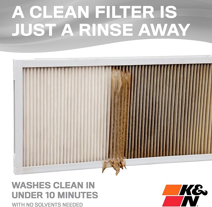 K&N 14X24X1 HVAC Furnace Air Filter, Lasts a Lifetime, Washable, Merv 8, the Last HVAC Filter You Will Ever Buy, Breathe Safely at Home or in the Office, HVC-8-11424