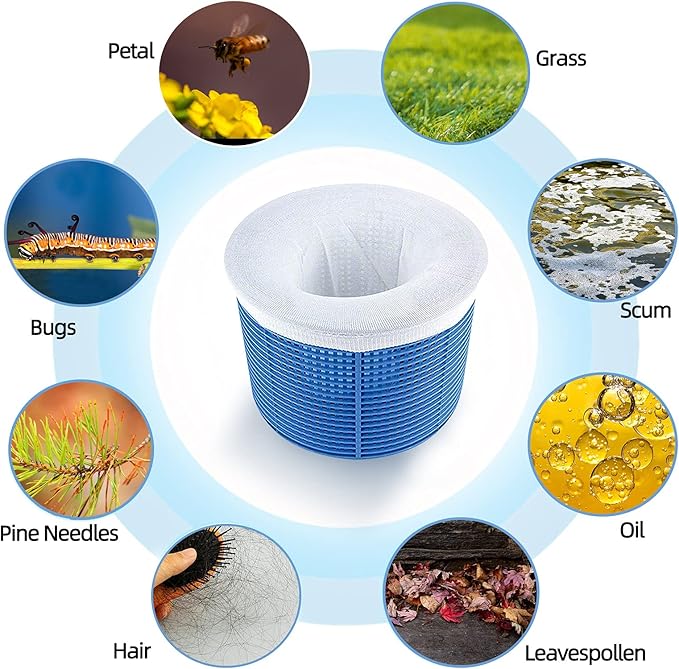 GOKU 30-Pack Swimming Pool Filter Skimmer Socks for Inground & Above Ground Pool Fine Mesh Leaves Pollen Catcher Debris Pre-Filter Scum Sock, Pool Basket Net Protector Strainer Screen Liners Savers