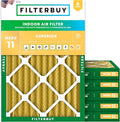 Filterbuy 18x25x2 Air Filter MERV 11 Superior Pet & Allergy Defense (6-Pack), Electrostatic Pleated HVAC AC Furnace Filters Replacement, Made in USA (Actual Size: 17.50 x 24.50 x 1.75)