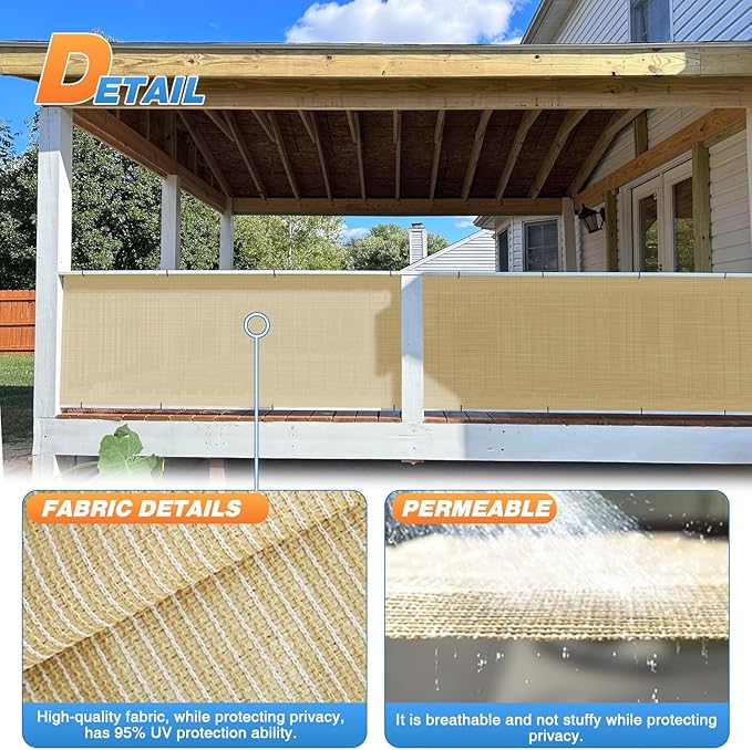 TANG Sun Shade Fabric Roll 8'x85' Shade Cloth for Garden Beige HDPE Mesh Shading Pergola Cover Replacement Canopy, 95% Blockage Sunshades for Outdoor Patio Backyard Plant